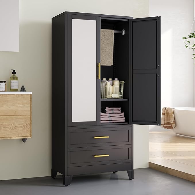 erosoei Metal Armoire Wardrobe Closet, 71 "Metal Clothing Storage Cabinet