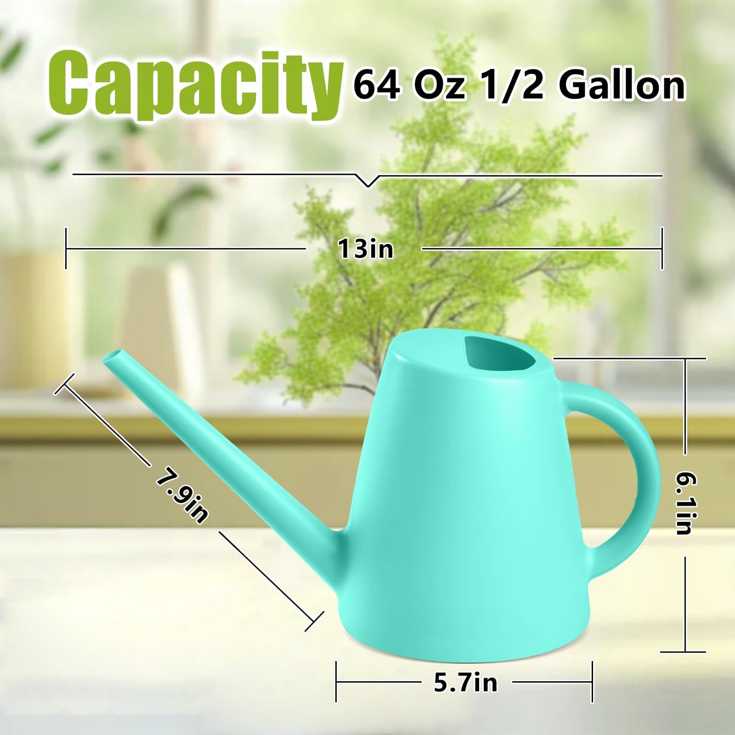 ZXJ Grip Plant Watering Cans for Indoor and Outdoor Home Garden Plants - with Long Spout - SkyBlue - 1/2 Gallon