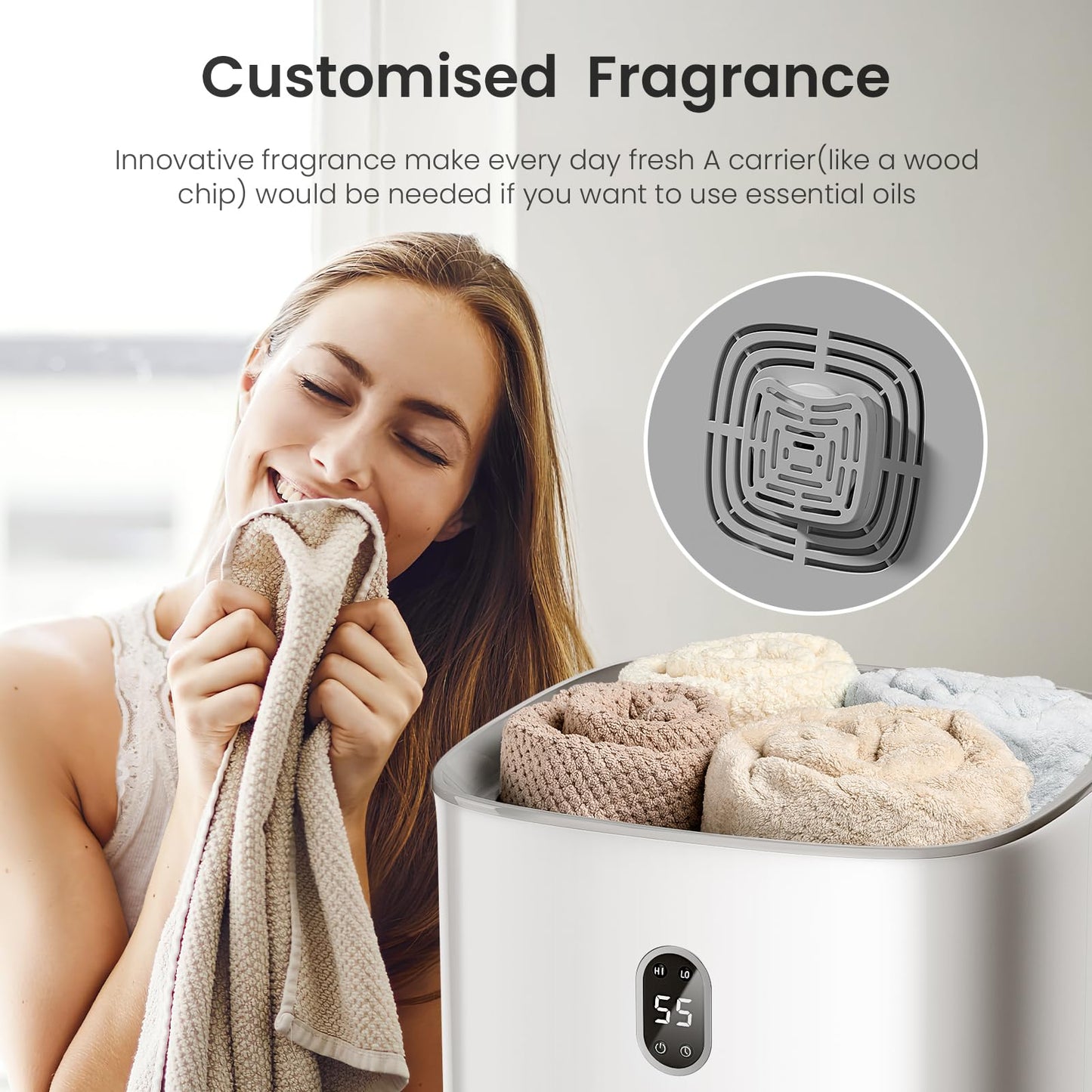 25L Towel Warmer,Large Towel Warmers for Bathroom,Hot Towel Warmers Bucket with 2 Heating Modes,Auto Shut-Off,LCD Screen,Fits 2 Blankets,Bathrobes,White