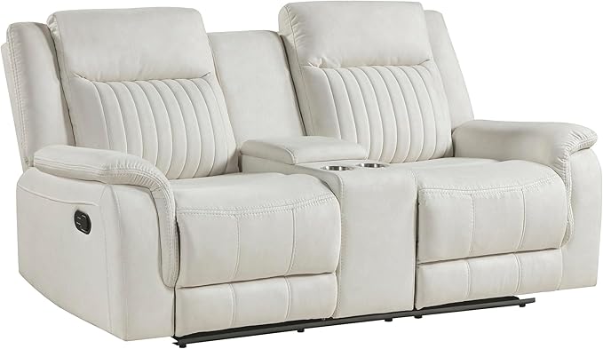 Lexicon Manual Double Reclining Loveseat, Polished Microfiber Manual Wall