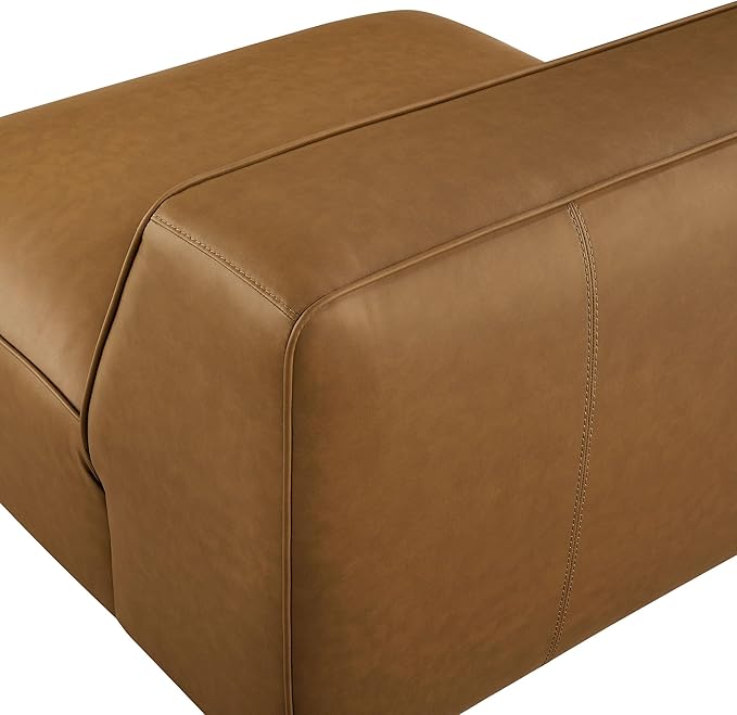 Modway Auren Vegan Leather Modular Armless Chair in Camel