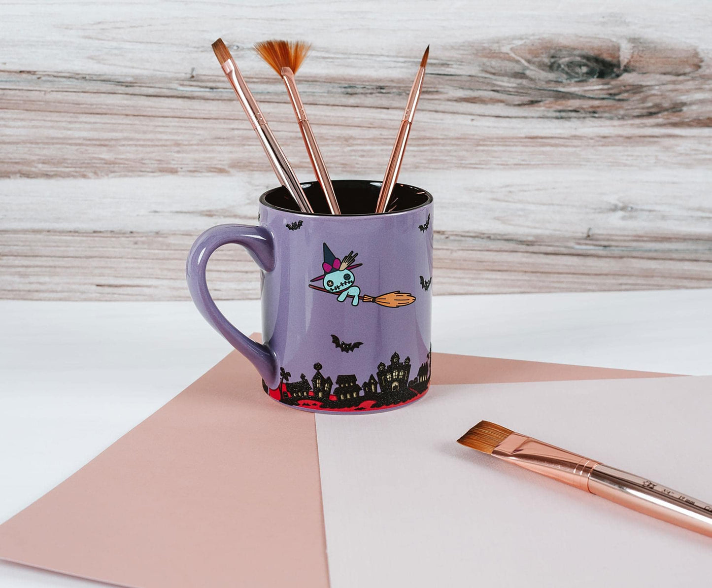 Lilo & Stitch Vampire Ceramic Glitter Mug | Official Disney Kitchen Accessories | Oversized Coffee Cup For Home Kitchen Bar Set | Halloween Gifts | Holds 14 Ounces