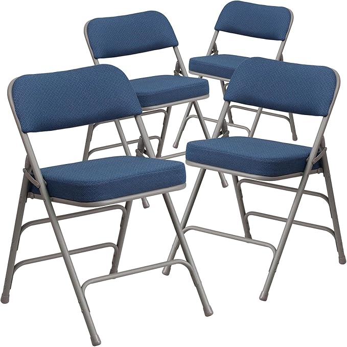 Flash Furniture 4 Pack HERCULES Series Premium Curved Triple Braced & Double