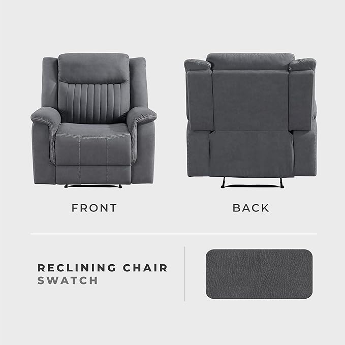 Lexicon Manual Recliner Chair, Polished Microfiber Reclining Sofa Chair