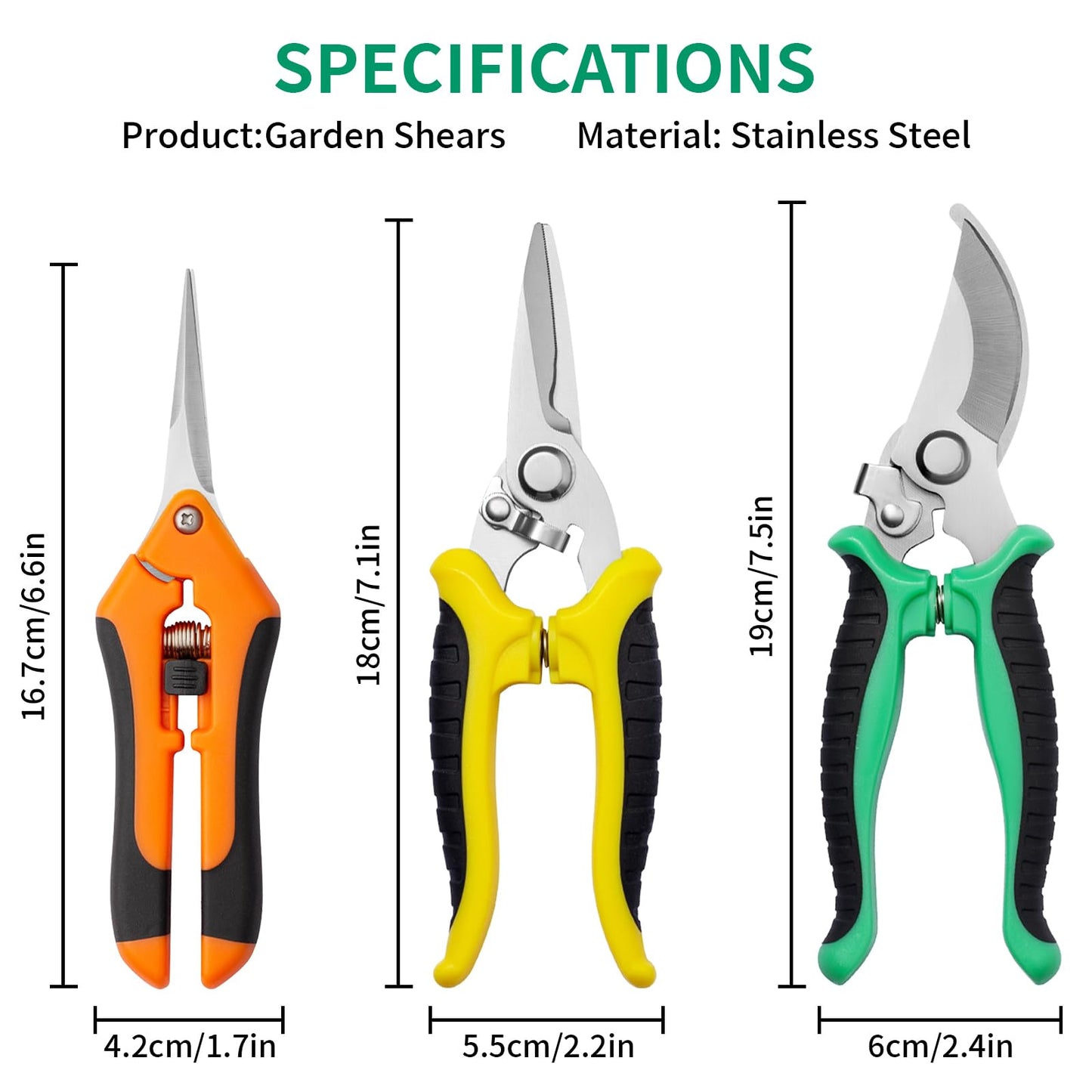Garden Pruning Shears 3 Pack Gardening Shears Garden Scissors Stainless Steel Plant Flower Scissors Clippers Pruning Shears tijeras de jardinería