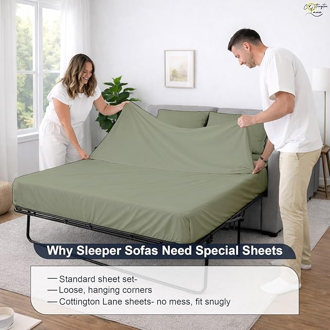 Cottington Lane Sleeper Sofa Sheets Full Size, 4 Piece Premium Quality 100%