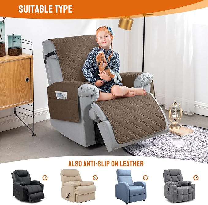VANSOFY 100% Waterproof Recliner Chair Covers, Recliner Cover Non-Slip Dog