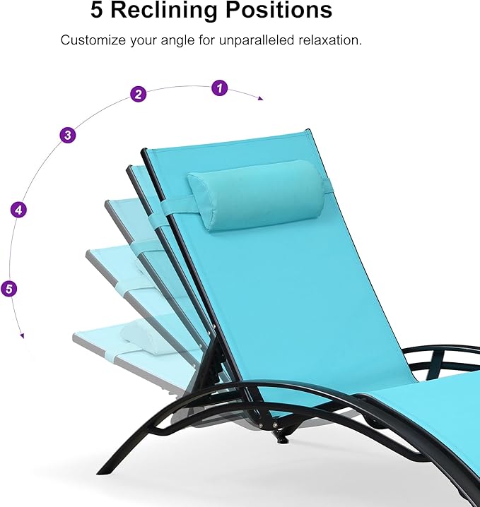 PURPLE LEAF Patio Oversized Chaise Lounge Chair Set