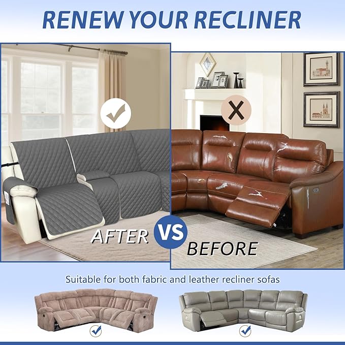 Arfntevss Recliner Sectional Couch Covers 1OO% Waterproof L Shape Sofa Cover
