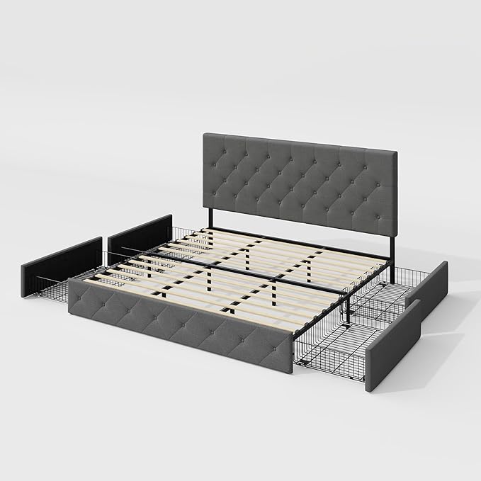 Allewie Upholstered King Size Platform Bed Frame