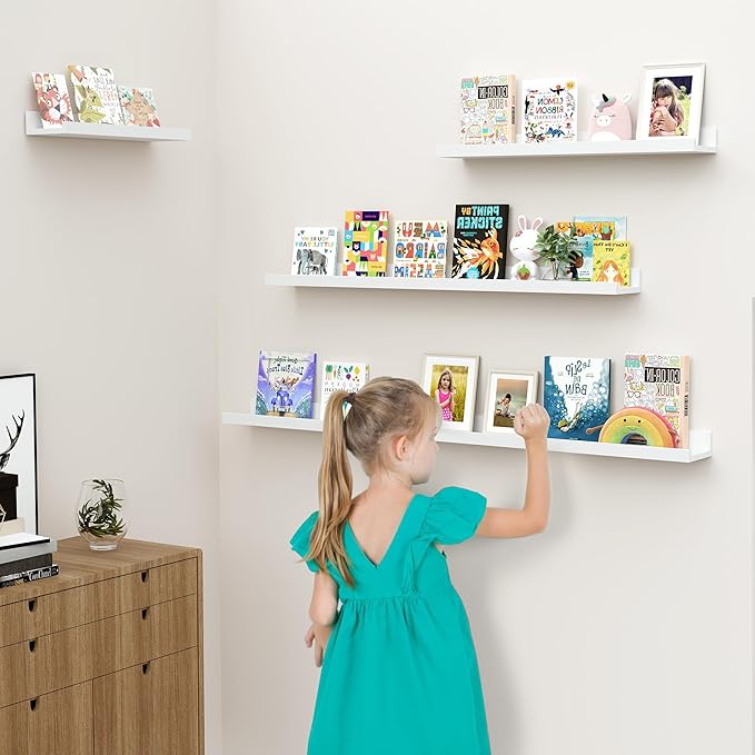 Floating Shelves for Wall, 16 inch Wood Floating Shelves Set of 2, Picture