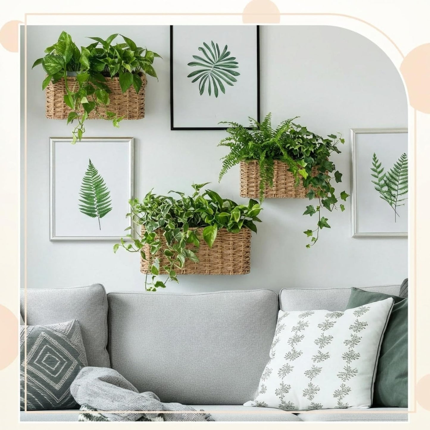 Ferrochef 3 Piece Wall Hanging Baskets for Organizing Paper Rope Woven Baskets Sets Boho Style Storage Bins for Fruits Vegetable Kitchen Storage Farmhouse Wall Decor Housewarming Gifts