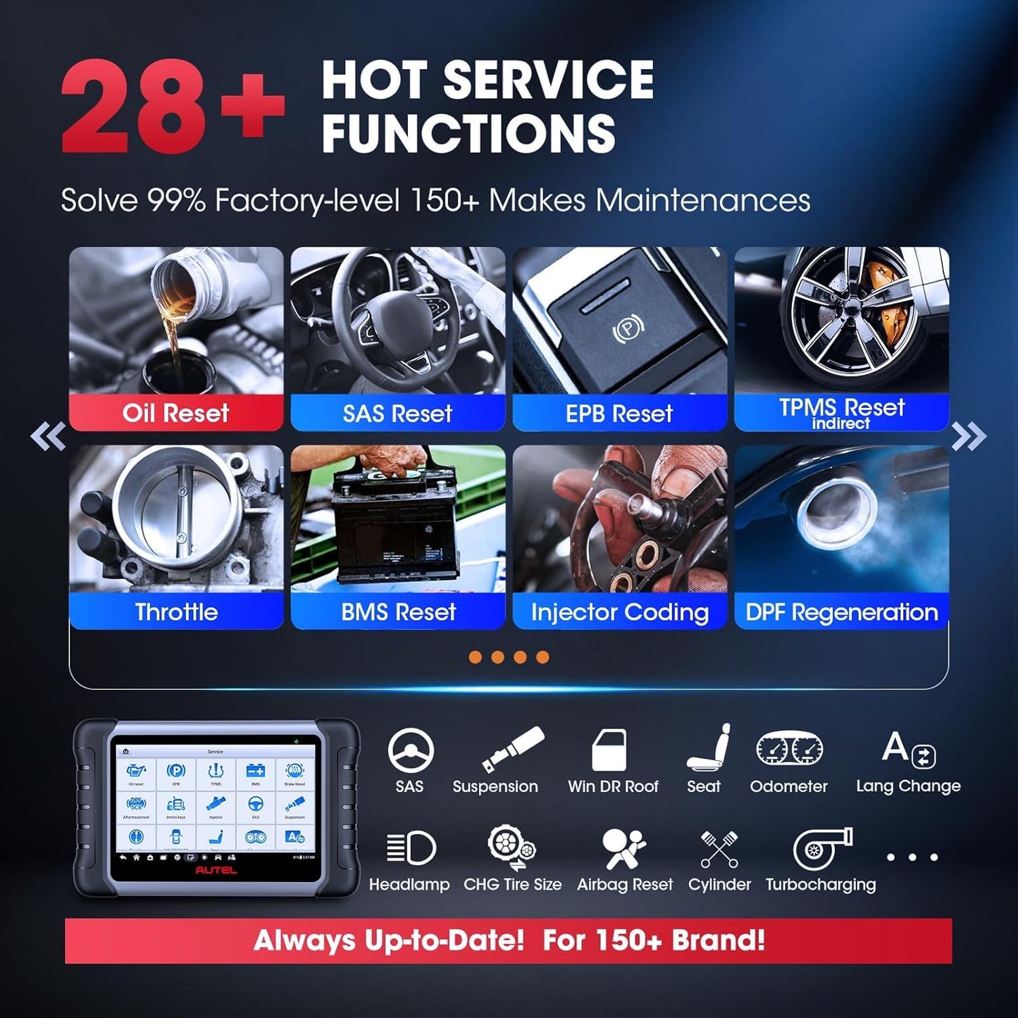 Autel Scanner MaxiCOM MK808S: 2025 Bidirectional Tool as MK808BT Pro MX808S M808Z, Function as MaxiCheck MX900, 28+ Service, Active Test, All System Diagnose, Injector Coding, FCA Autoauth Android 11