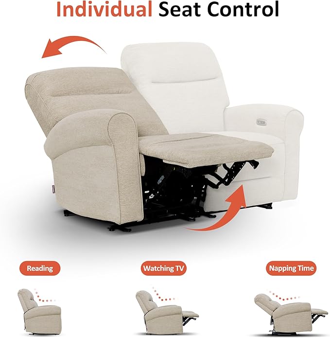 MCombo 64.6" Wall Hugger Power Loveseat Recliner Sofa