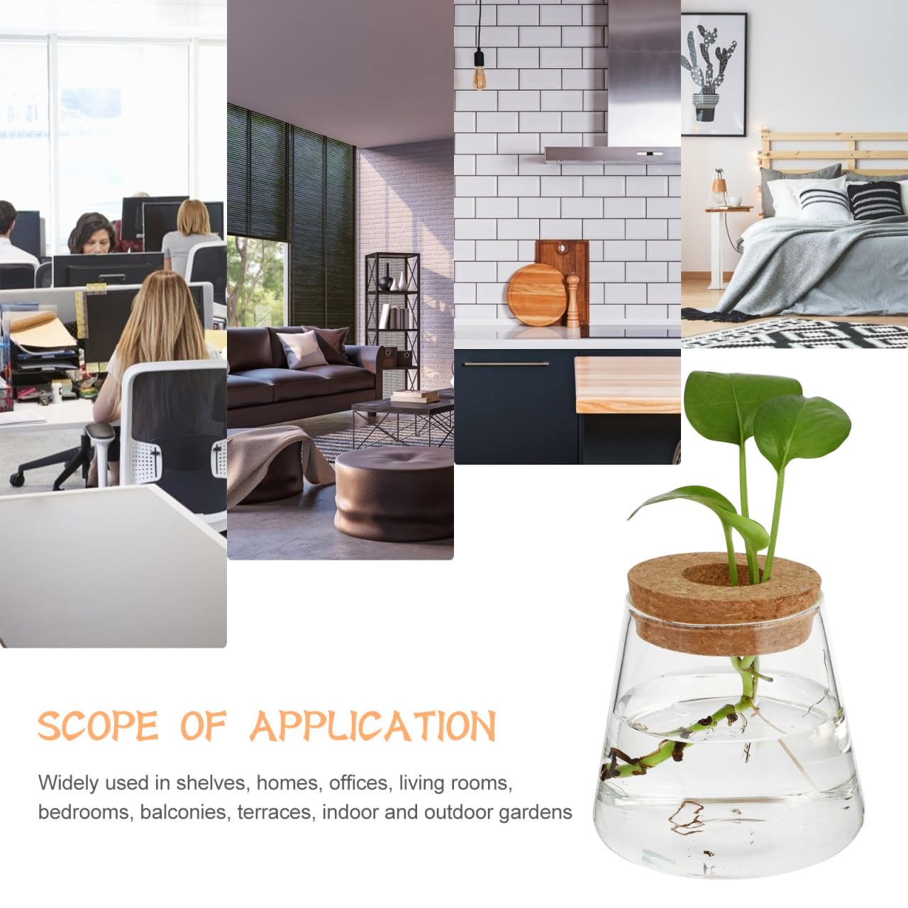 Garneck 2Pcs Desktop Glass Terrarium Transparent Glass Hydroponic Planter Vase Set Micro Landscape Terrarium Container for Home and Office Decor