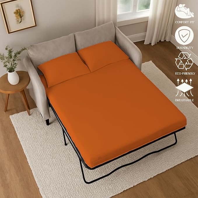 Sleeper Sofa Bed Sheet, 100% Cotton 400 Thread Count, 4 Piece Set, Deep Pocket