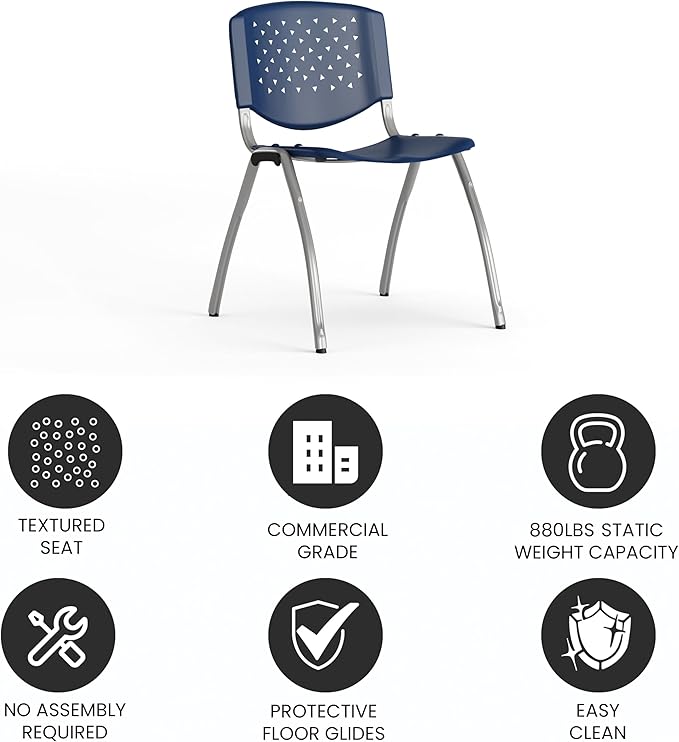 Flash Furniture HERCULES Series 880 lb. Capacity Navy Plastic Stack Chair