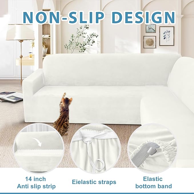 HDCAXKJ Corner Sectional Couch Covers Velvet Stretch L Shape Sofa Cover Soft