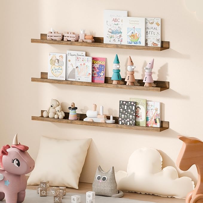 upsimples Floating Shelves for Wall, 35.5 Inch Shelves for Decor Storage Set of