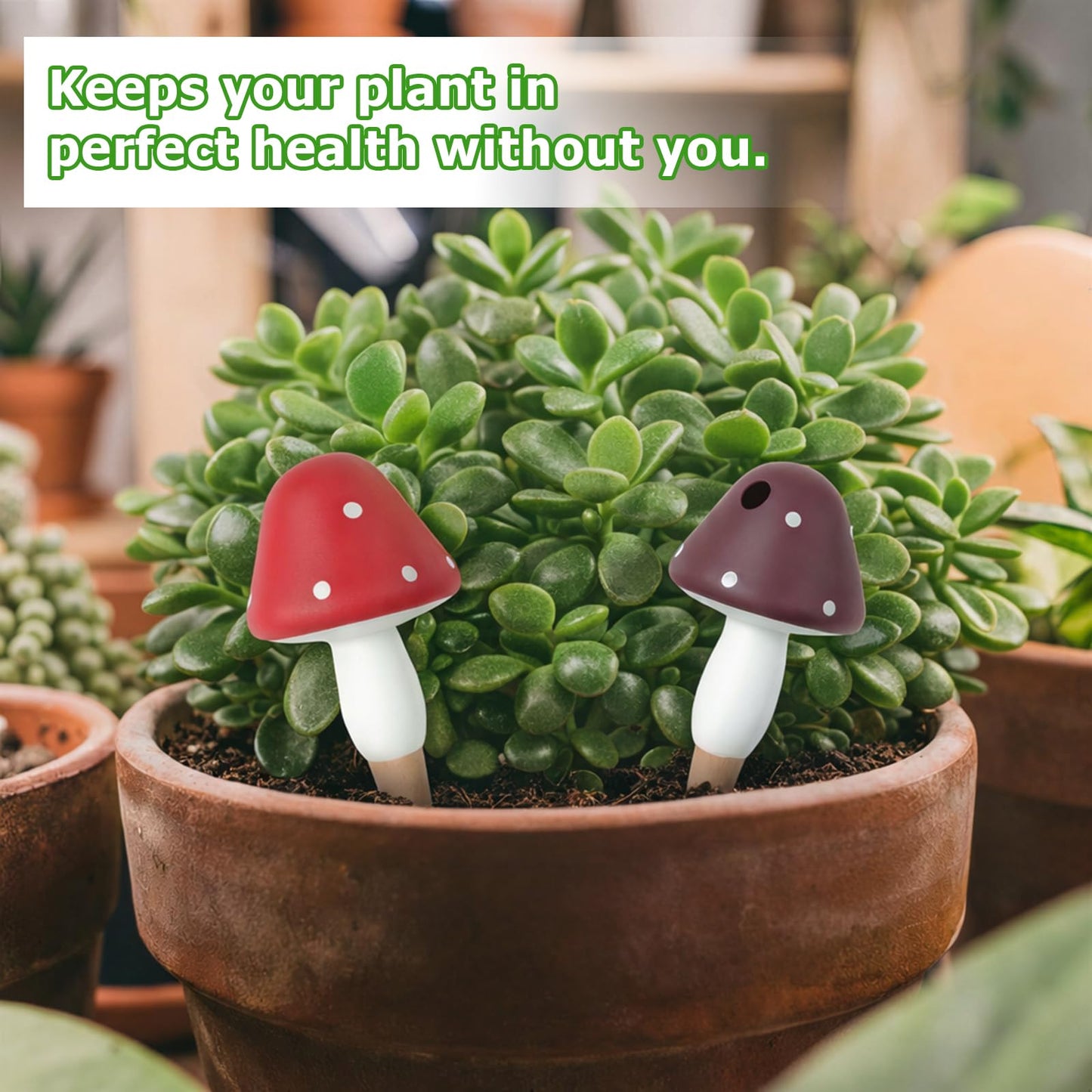 Prashent Plant Watering Globes, 16 Pack Self-Watering Terracotta Spikes - Mushroom Shape Irrigation Devices for Indoor & Outdoor Plants, Slow Release Watering System