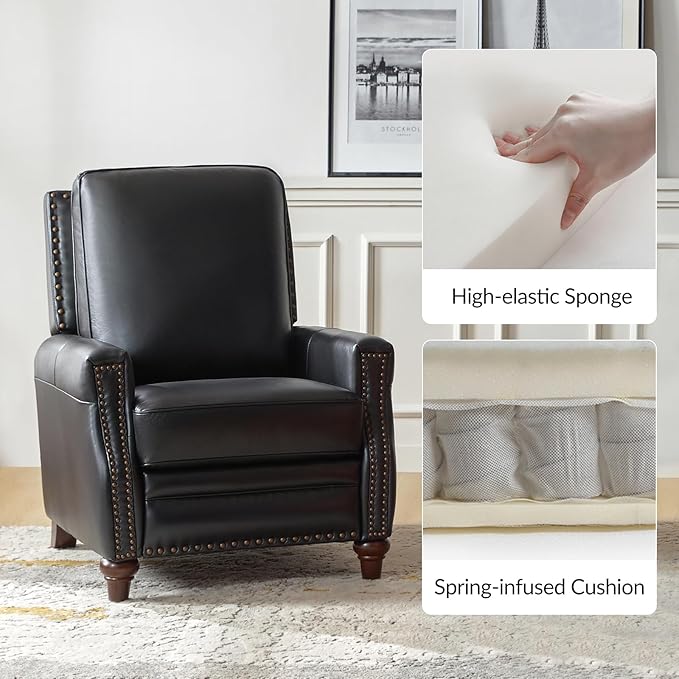 HULALA HOME Genuine Leather Manual Recliner Chair