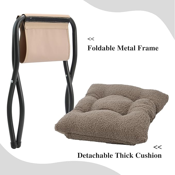 15" Folding Ottoman, Foldable Footrest Stool, Portable Small Foot Stool
