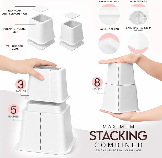 Utopia Bedding Bed Riser, 3 & 5 Inches Adjustable Furniture Risers