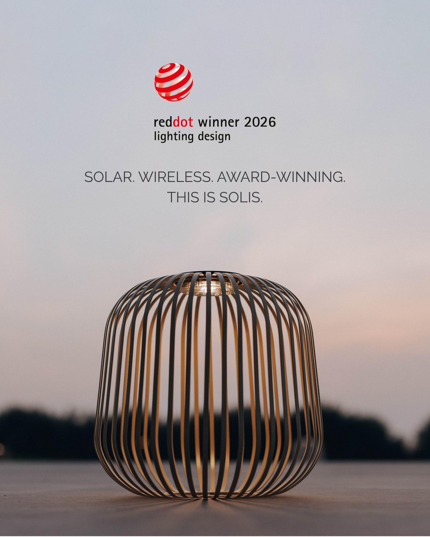 LUUK Studio SOLIS Wireless Solar LED Bedside Lamp, Warm White Dimmable Glow, Cordless Indoor Lantern & Outdoor Light, USB-C Rechargeable, Bedroom, Balcony, Patio, Soft Contemporary, Warm Taupe, Size M