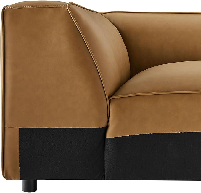 Modway Auren Vegan Leather Corner Modular Chair in Camel