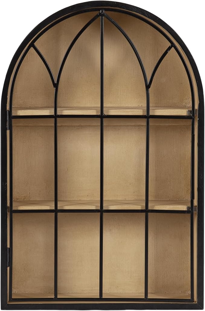 Kate and Laurel Megara Decorative Wooden Hanging Arched Wall Cabinet