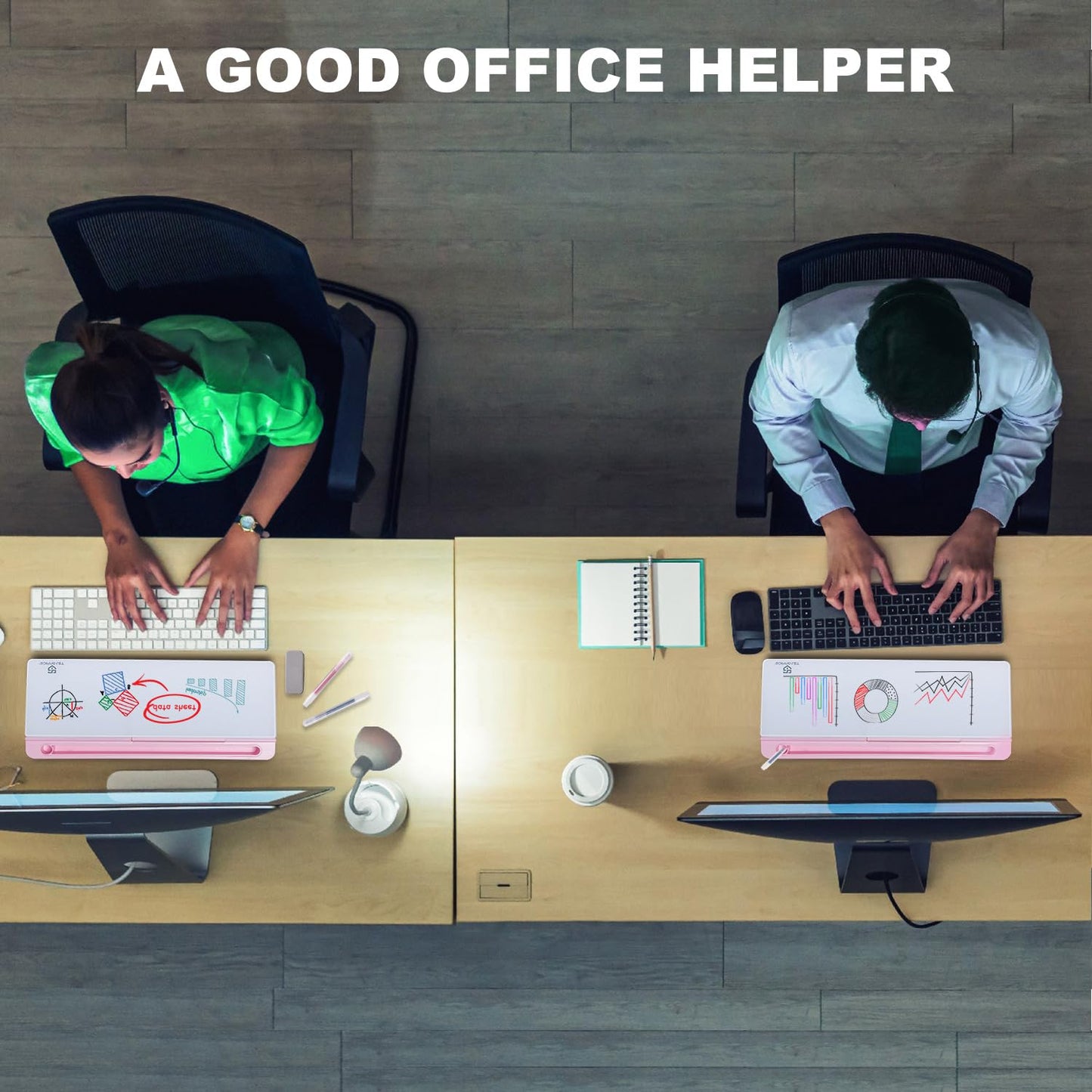 TSJ OFFICE Desktop Whiteboard Dry-Erase-Board - Computer Keyboard Stand White Board Surface Pad with Drawer, Desk Organizers with Accessories for Office, Home, School Supplies - Pink