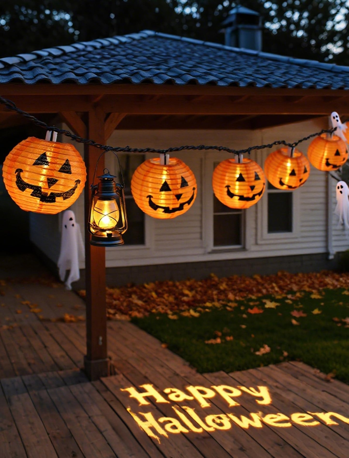 Adirxon Charming Halloween Christmas Pumpkin Lantern Lights, 12ft 20 LED UL Certified String Lights, Unique Fabric Jack o' Lanterns for a Whimsical Indoor & Outdoor Party Glow
