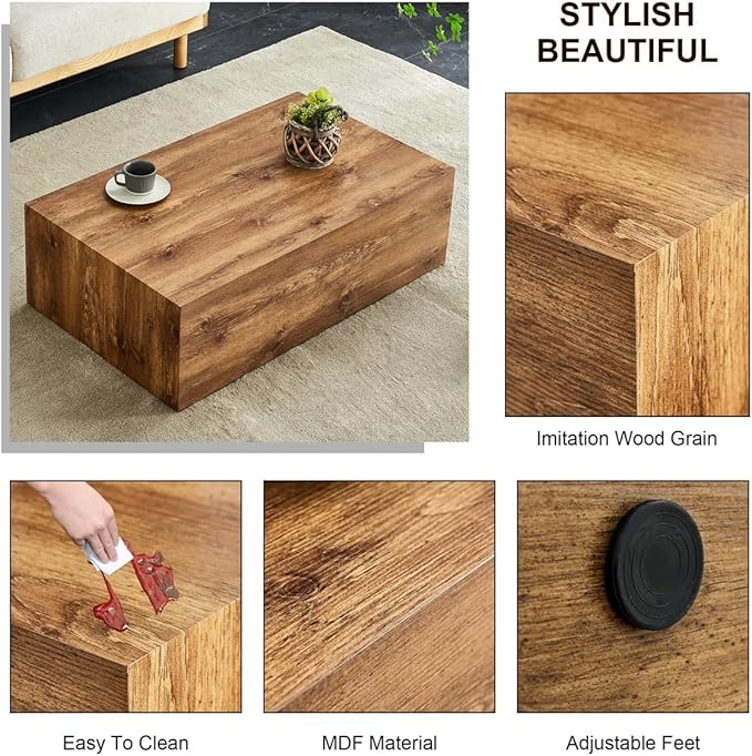 Coffee Table Living Room Table, Faux Marble Coffee Tables, Modern Wood Coffee