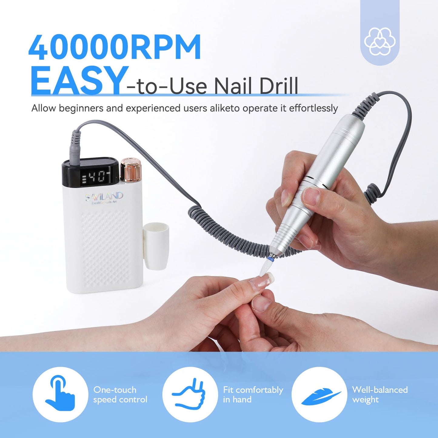 SAVILAND Electric Nail Drill Professional: 40000RPM Upgrad Nail Drill Kit 2025 Beautiful Gradient Sunset Color Scheme Nail D rill Machine Portable Nail File & Buffers Salon Use Manicure Pedicure