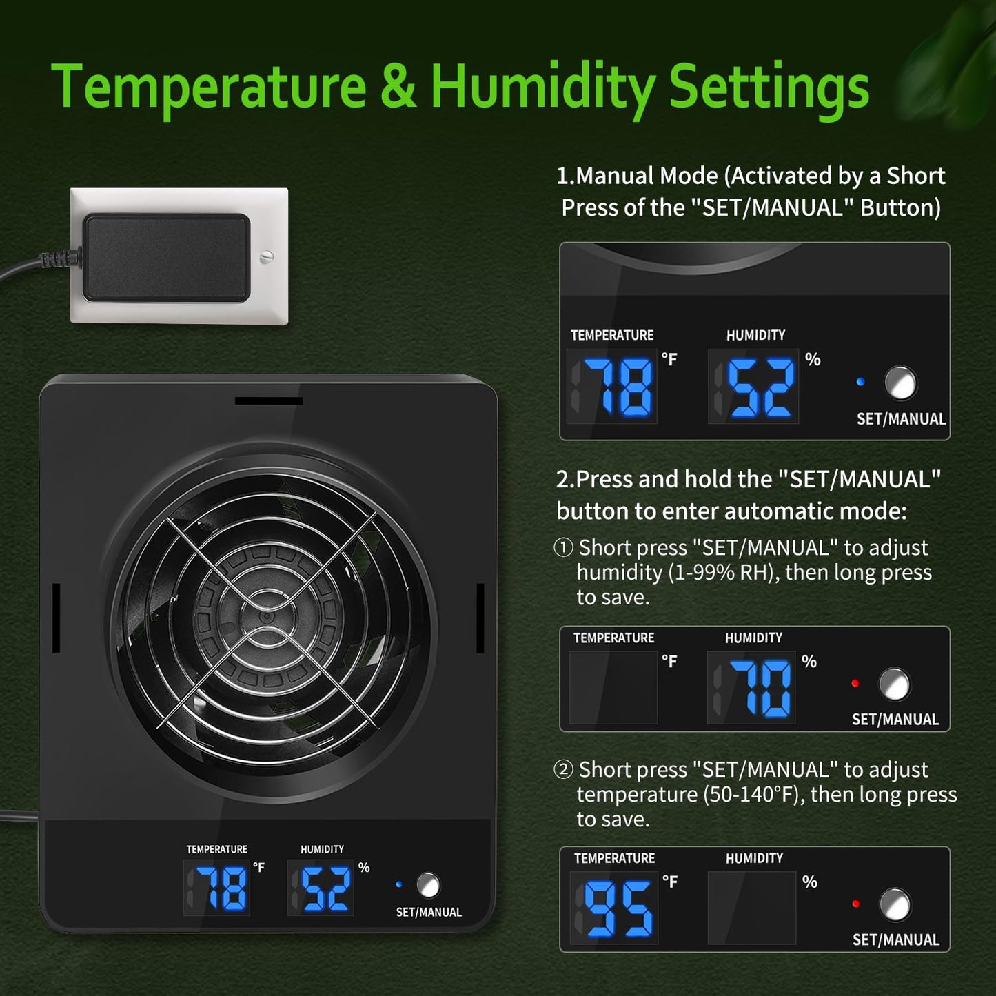 DAOTAILI 4-Inch Grow Tent Inline Duct Fan, Smart Temperature & Humidity Control, Automatic Ventilation System, for Grow Tents, Mushroom Rooms, Greenhouses (2-Pack)