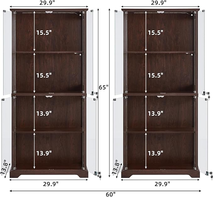 LELELINKY Farmhouse Display Cabinet Set of 2