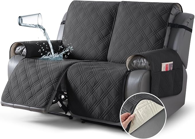 TAOCOCO 100% Waterproof Loveseat Recliner Cover, Non Slip Split Recliner Couch
