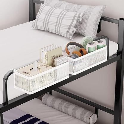 Bedside Caddy Shelf for Bunk Bed & Dorm, Adjustable Bunk Bed Caddy Holder for Top Bunk, Rails, Cribs, Bedside Shelf Organizer for Phone/Books/Drinks (Black, L(L11in*W4.9in*H3.93in))