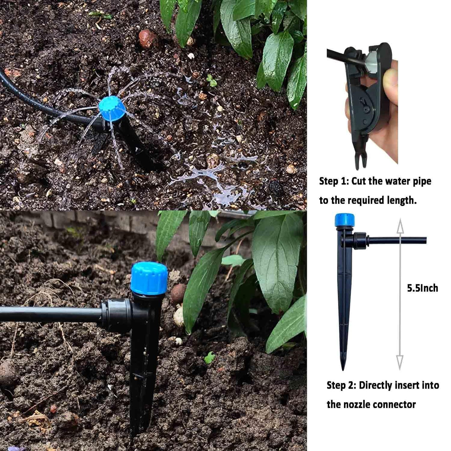 Drip Irrigation System with Water Timer for Garden,Main ID 1/2inch 16.5Ft and 1/4inch 96Ft Water Hose, Watering System Sufficient Water Pressure, Irrigation Dripper Waterflow Evenly Easy DIY Green