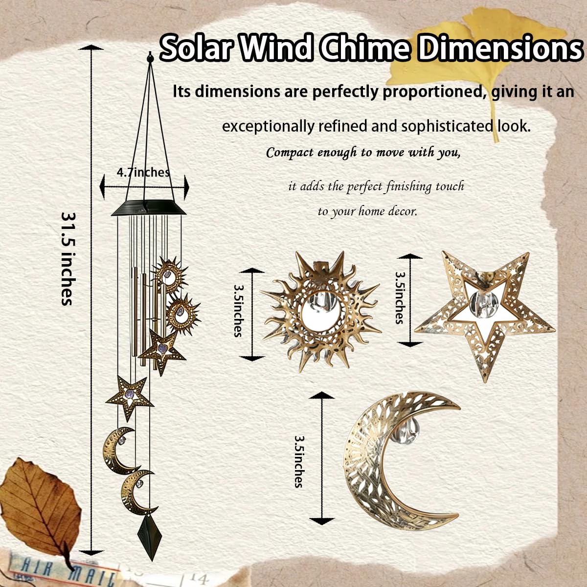 Leemeexaa Solar Wind Chimes for Outside, Waterproof Halloween Wind Chimes with Auto Lights, Outdoor Decor for Garden, Porch,Patio Perfect for Home & Holiday Enthusiasts