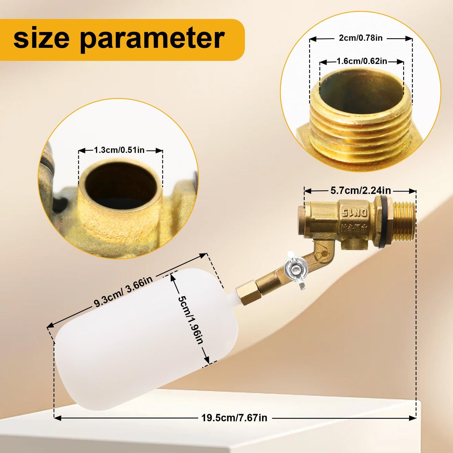 2 Pack Brass Float Valve 1/2 inch,with Adjustable Arm Automatic Fill Float Valve for Livestock Trough Pond Control Adjustable Switch