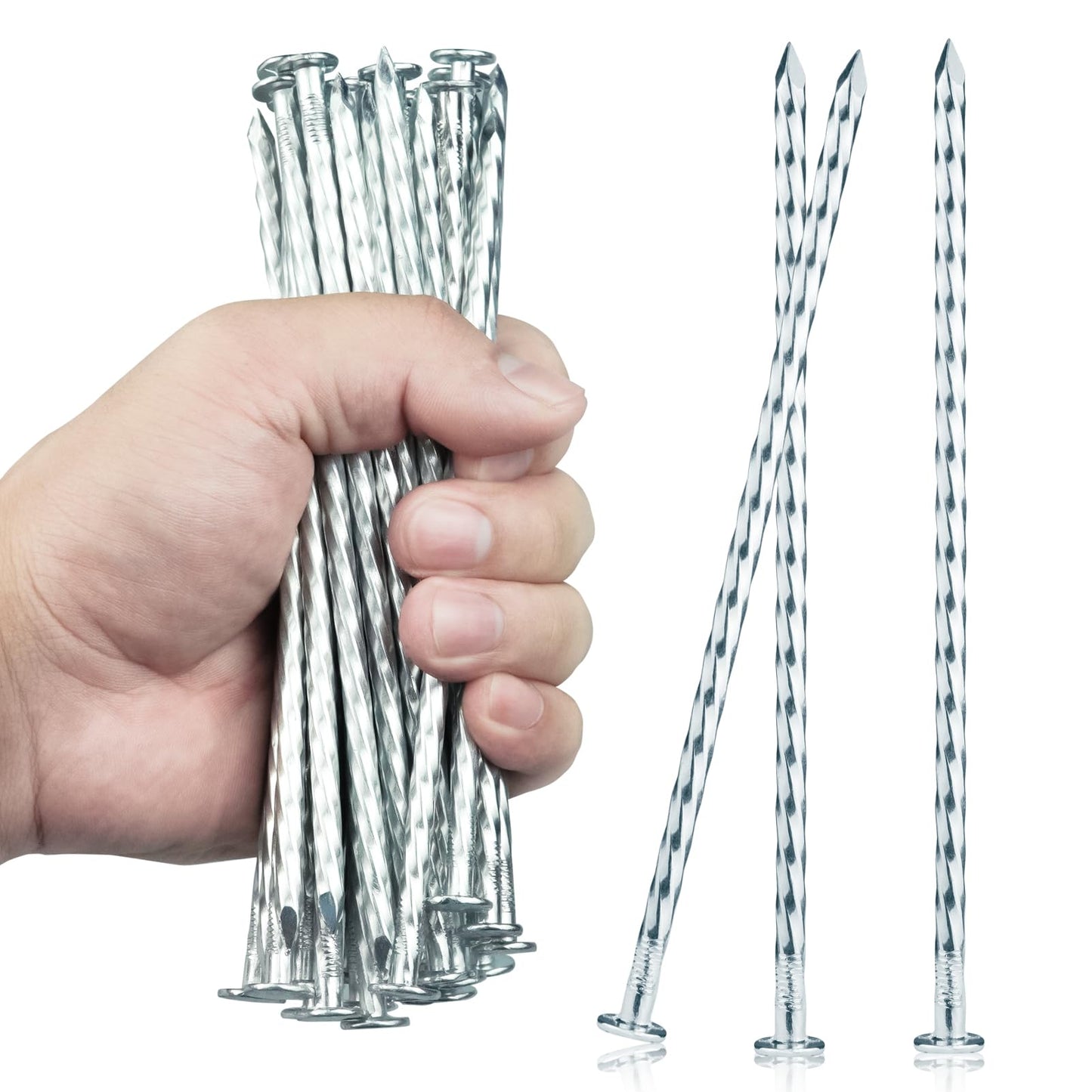 EISENSP 6.3-Inch Galvanized Heavy-Duty Landscape Stakes, (150-PACK) Spiral Metal Turf Spikes for Artificial Grass, Paver Edging, Weed Barrier, Securing Fences and More