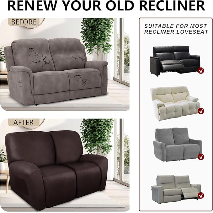 ANARACHON Loveseat Recliner Cover Leather Look Recliner Loveseat Covers