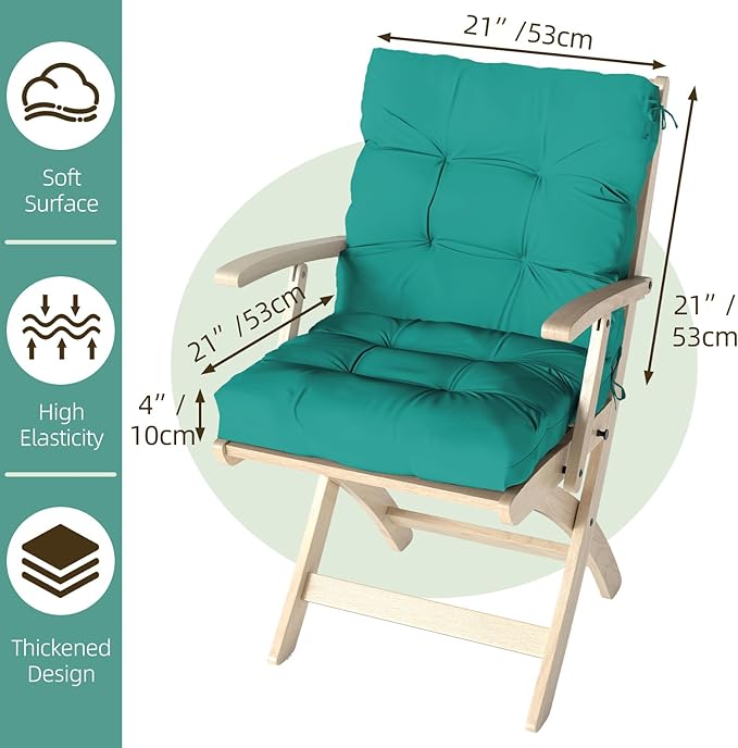 Outdoor Chair Cushion, High Back Soft Seat Pad