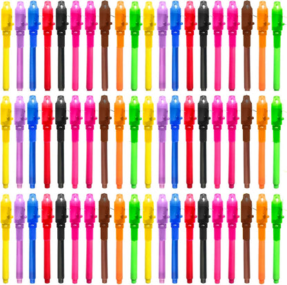 SCStyle Invisible Ink Pen 60Pcs Spy Pen with UV Black Light Magic Spy Marker Kid Pens for Secret Message and Birthday Party,Writing Secret Message for Easter Day Halloween Christmas Party Bag Gift