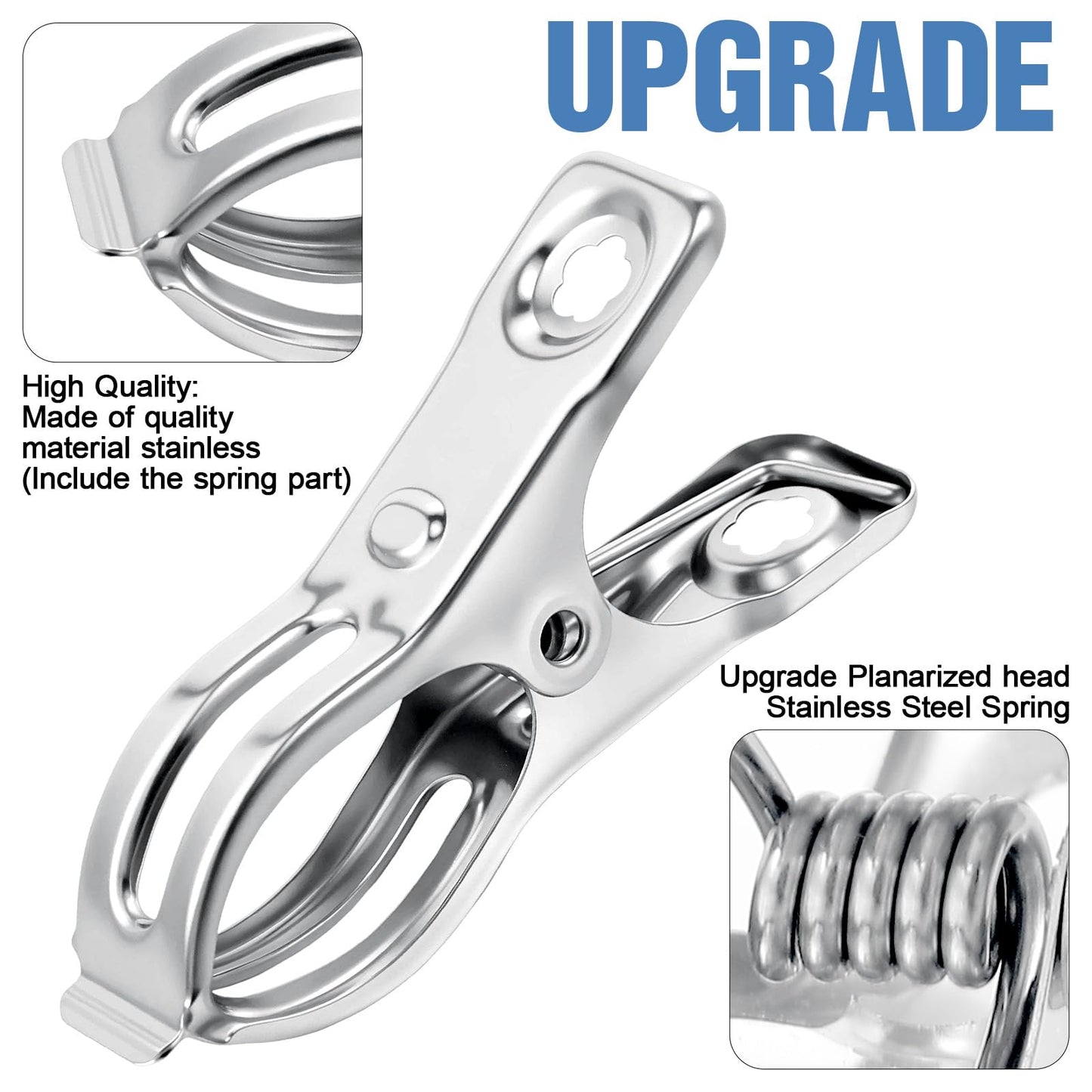 Upgraded 200 PCS Garden Clips, Greenhouse Clamps 100% Stainless Steel Heavy Duty Greenhuose Clips for Netting - Strong Grip to Hold Down Shade Cloth or Plant Cover on Garden Greenhouse Hoops