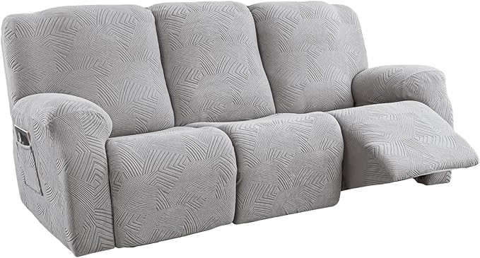 5-Piece Recliner Sofa Covers, Stretch Geometric Strokes Jacquard Recliner Sofa