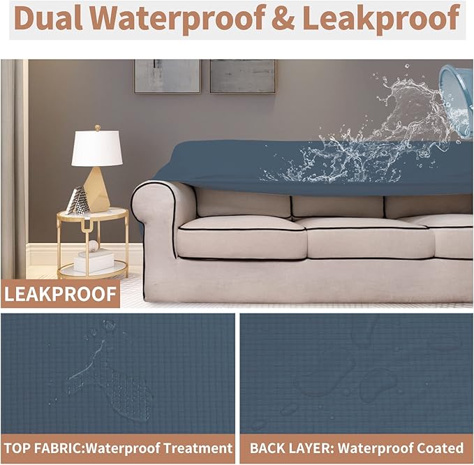 Easy-Going 100% Waterproof Couch Cover, Dual Waterproof Sofa Cover, Stretch