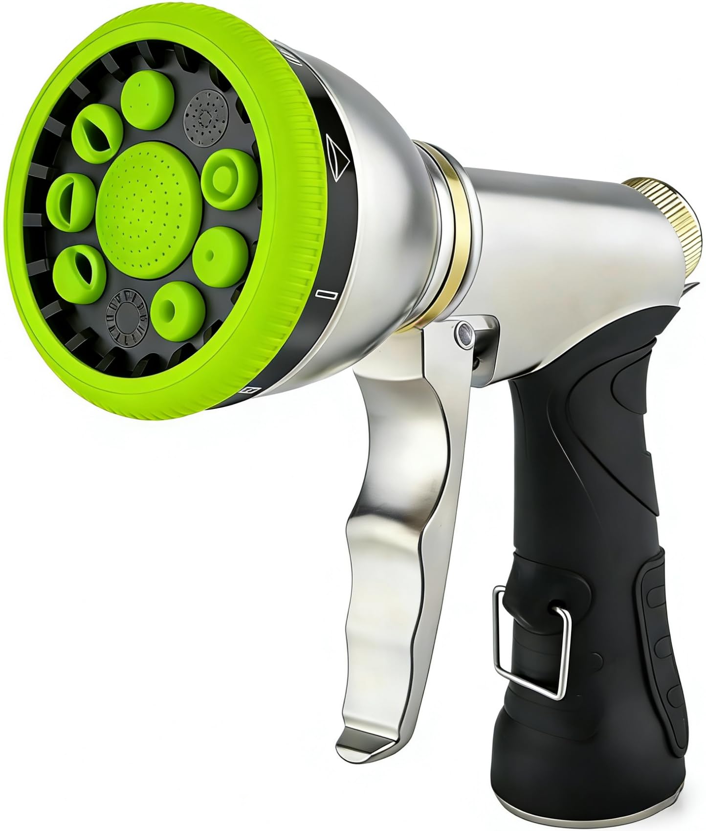 Garden Hose Nozzles 9 Adjustable Patterns Hose Spray Nozzle Heavy Duty Metal Hose Nozzle Spray Slip Resistant Water Sprayer for Cleaning/Watering Lawn Garden/Pets Shower/Car Washing (Green)