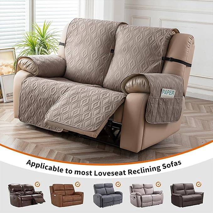 Genina Waterproof Loveseat Recliner Cover Non-Slip, Sofa Cover